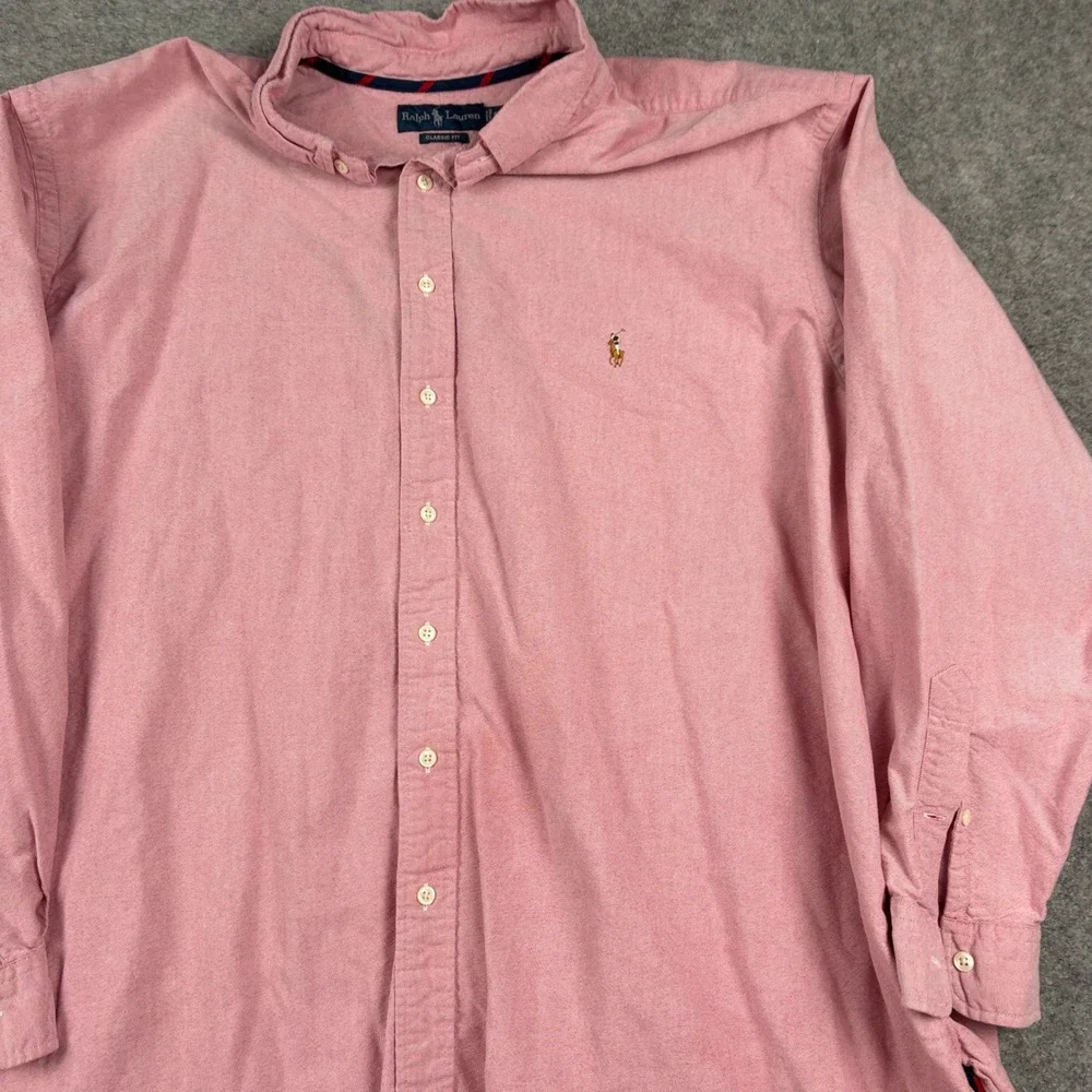 Ralph Lauren Button Down Mens 4XB Pink Classic Fit Long Sleeve Oxford Flesh Pony